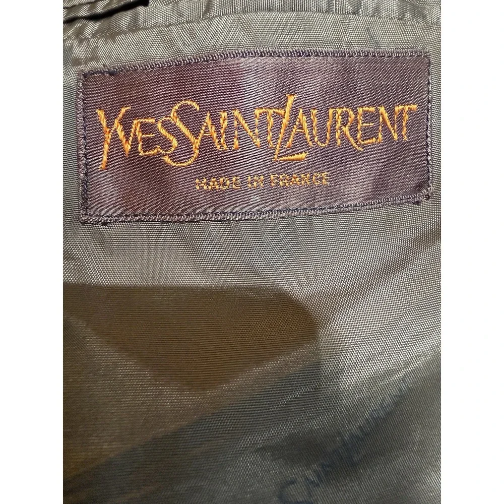 Vintage Yves Saint Laurent YSL Blazer Men 44M Black Gold Logo Buttons France